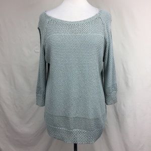 Skovhuus Cambridge and Gold Crochet Knit Sweater
